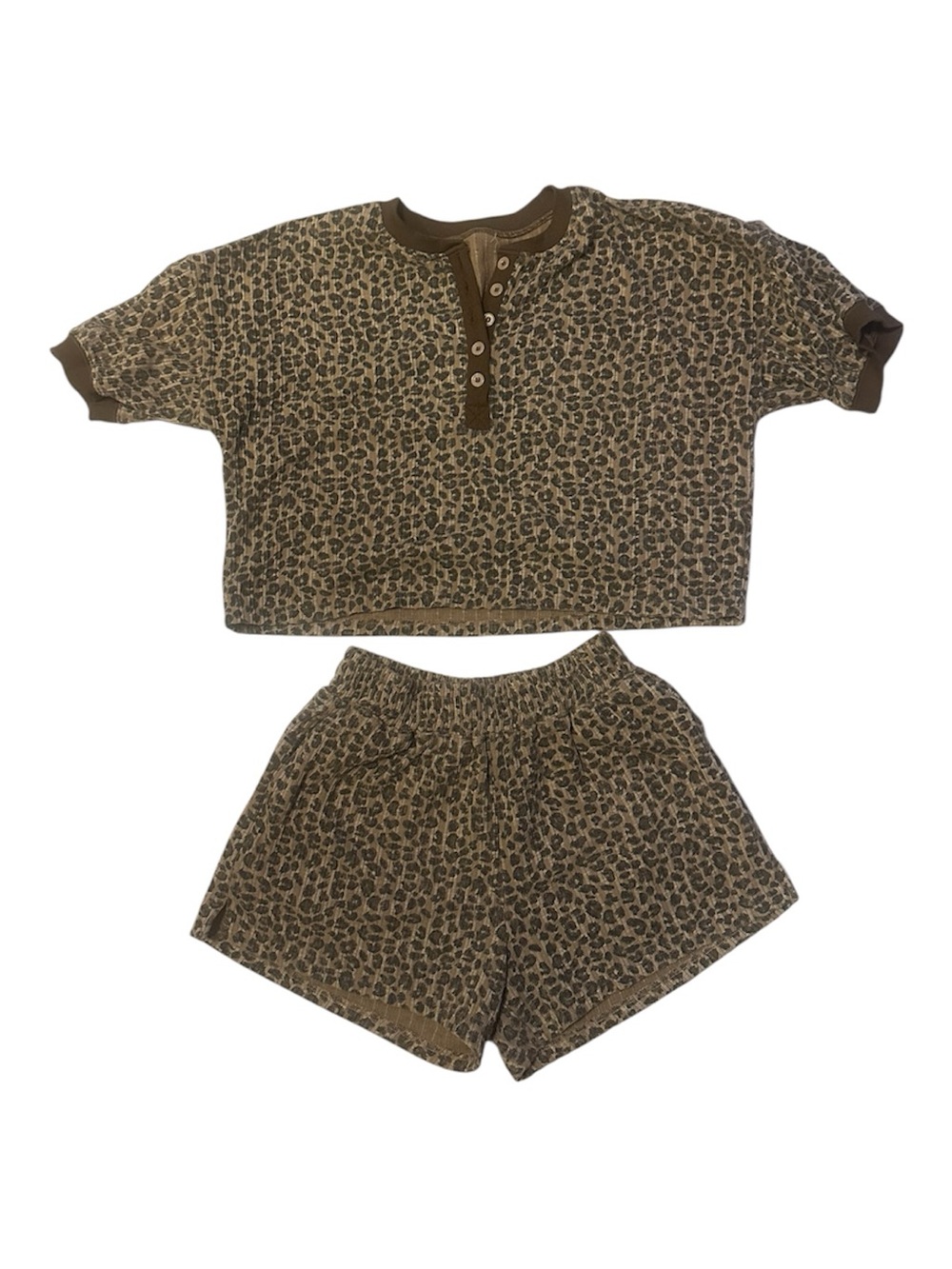 So Me Brown Leopard-Print Short Pajama Set
